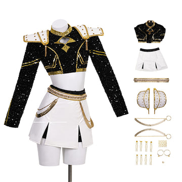 Kpop Demon Hunters Zoey Cosplay Costume Black Golden Dance Outfit Becostume